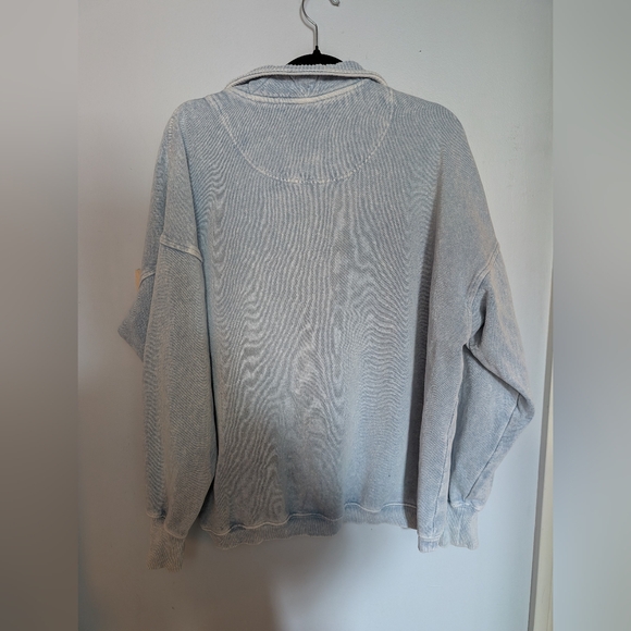 Aerie Washed Blue Oversized Half Snap Pullover XS - Picture 4 of 5